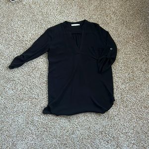 V-Neck Black Blouse With Pocket